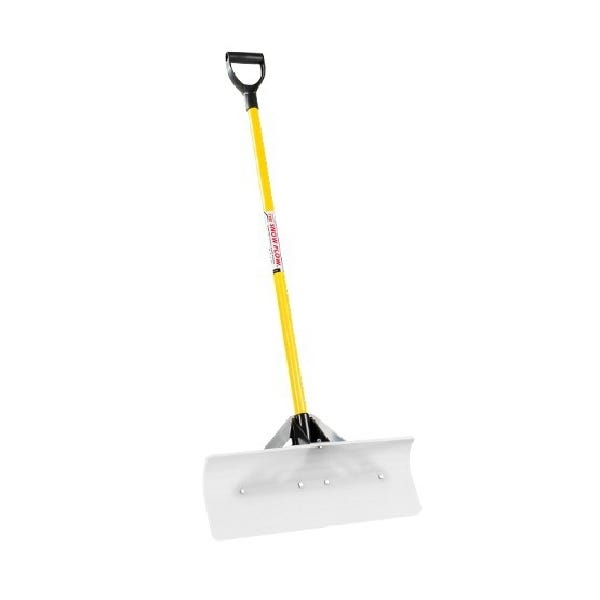 The Snowplow Snow Pusher, 24 in W Blade, UHMW Polyethylene Blade, Fiberglass Handle, D-Grip Handle, 43 in L Handle