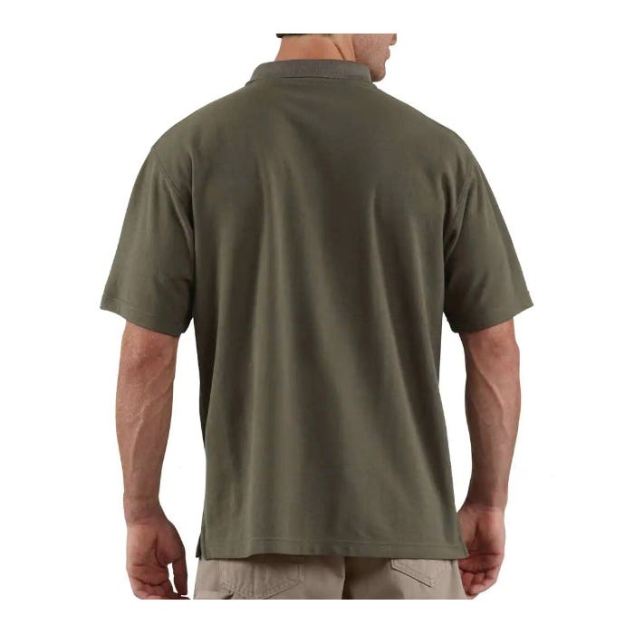 Carhartt Shirt, XL, Regular, Cotton/Polyester, Heather Gray, Polo Collar, Short Sleeve, Original Fit