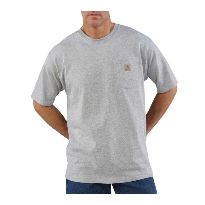 Carhartt T-Shirt, XL, Regular, Cotton/Polyester, Heather Gray, Crew Neck Collar, Short Sleeve - K87HGYXL