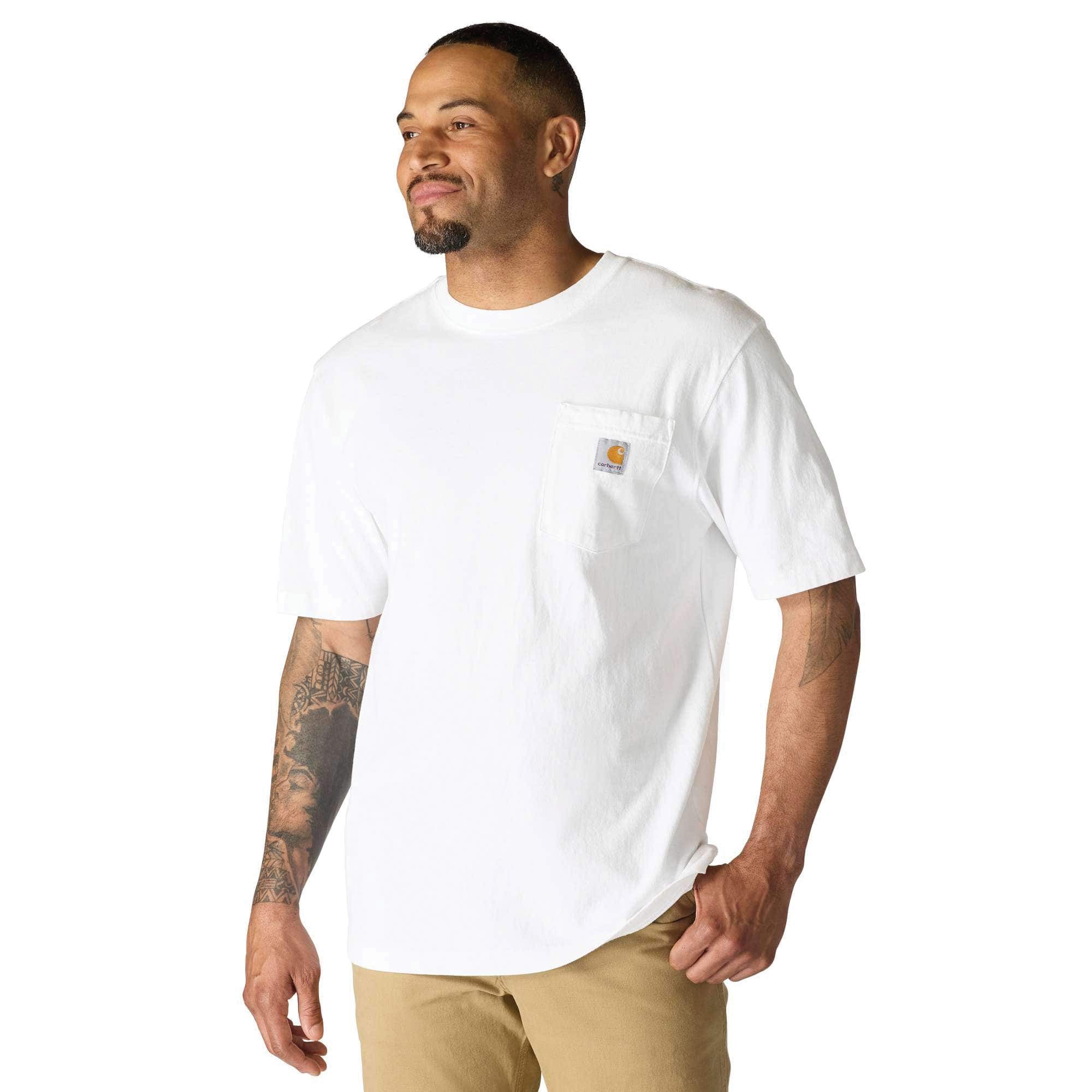 Carhartt T-Shirt, 4XL, Regular, Cotton, White, Crew Neck Collar, Short Sleeve, Original Fit