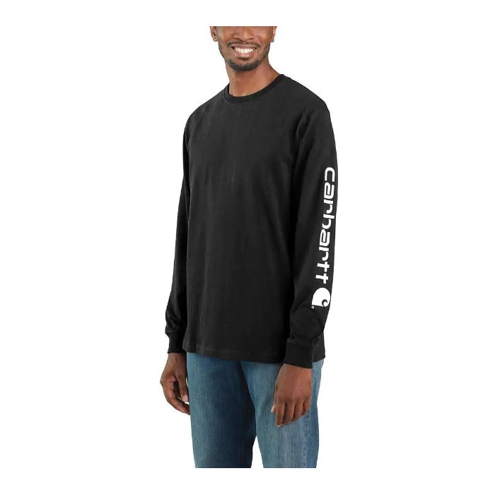 Carhartt T-Shirt, 2XL, Regular, Cotton, Black, Carhartt Signature Logo Print/Pattern, Crew Neck Collar - K231BLK2XL