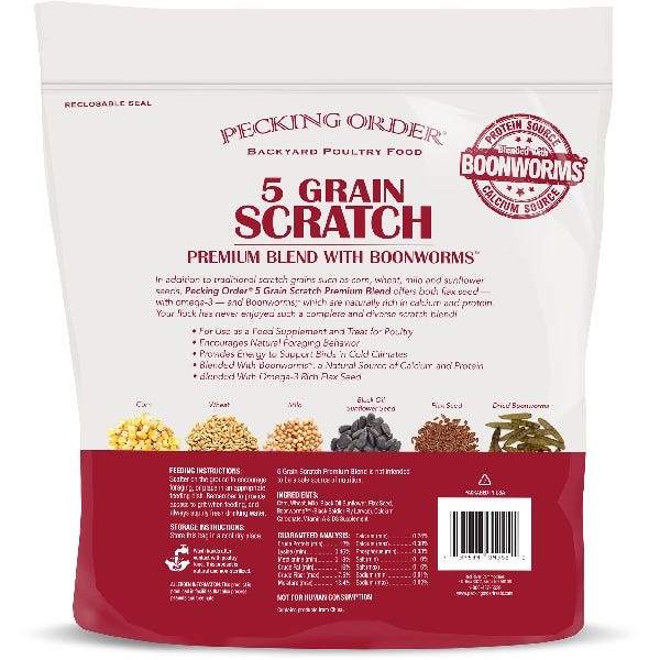 Pecking Order Five Grain Scratch with Boonworms 12 lb Bag