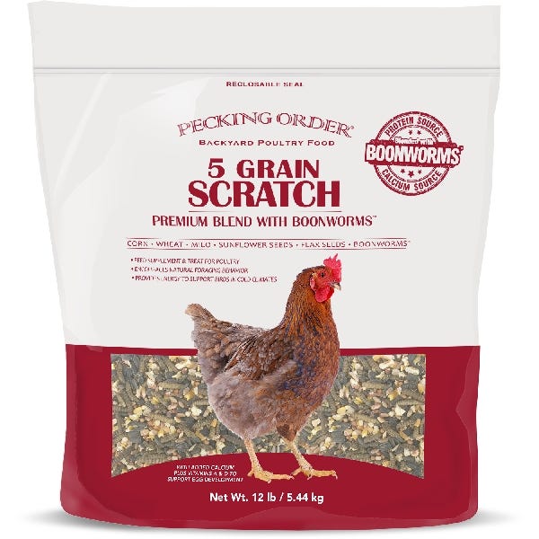 Pecking Order Five Grain Scratch with Boonworms 12 lb Bag