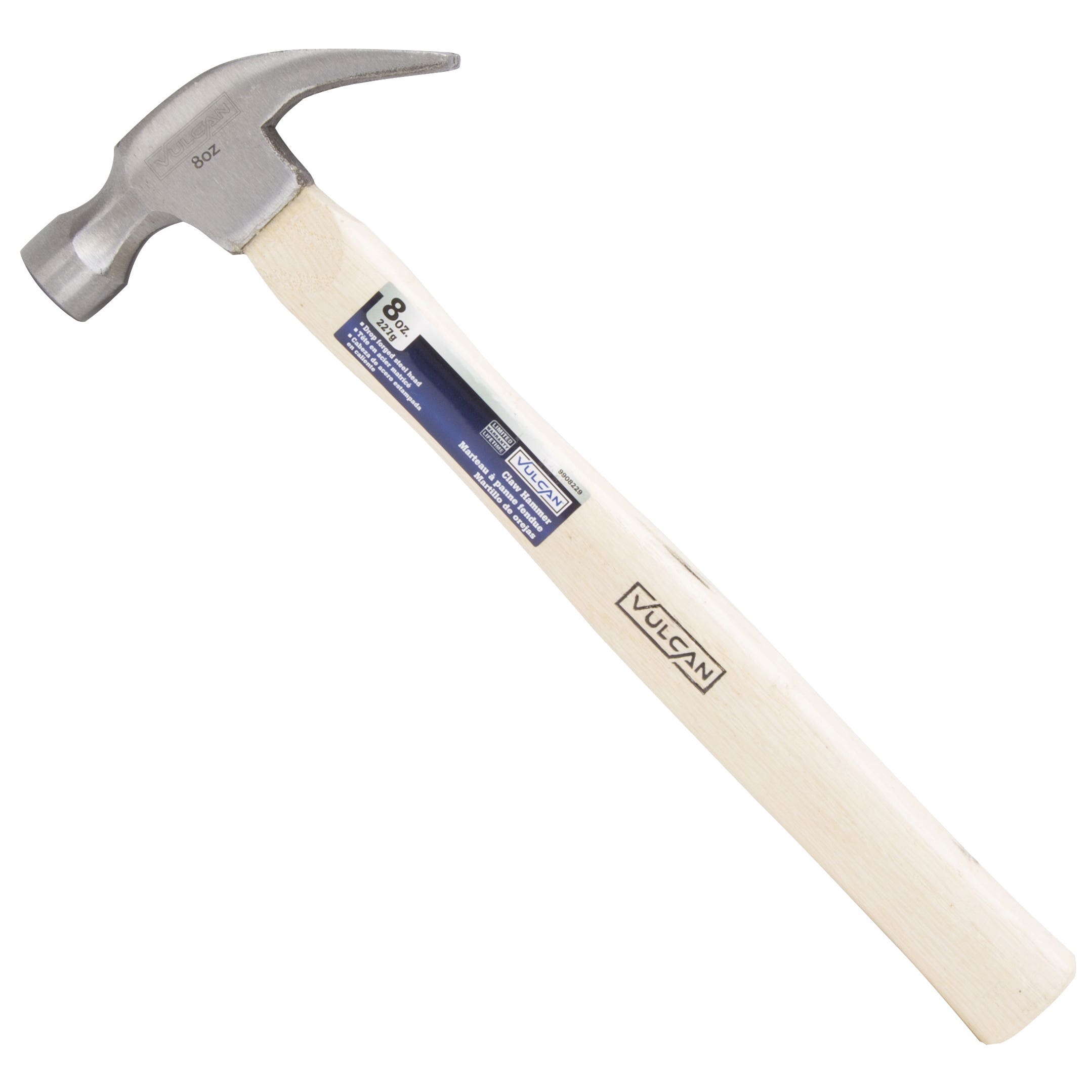 Vulcan JL20008 Hammer, 8 oz Head, Curved Claw Head, Carbon Steel Head, 11-7/8 in OAL