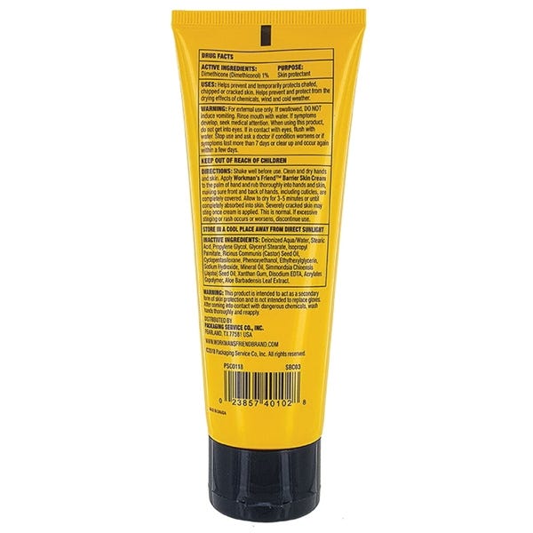 Workman's Friend Skin Barrier Cream and Moisturizer, 3.38 oz Tube