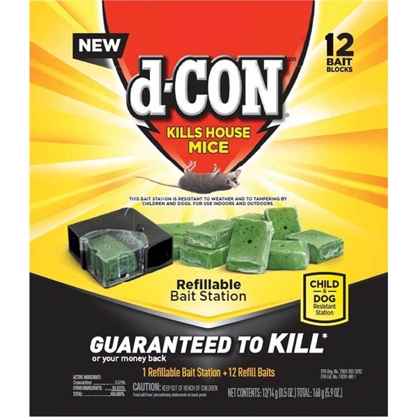 d-CON Refillable Bait Station, Solid, 12 Refills