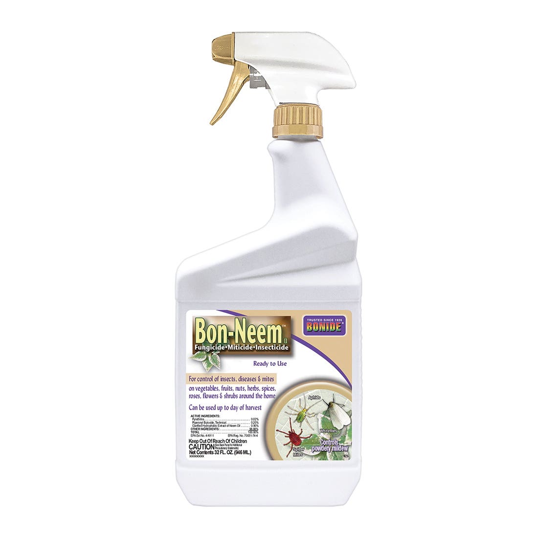 Bonide Bon-Neem II 025 Insecticide, Liquid, Spray Application, Indoor, 1 qt