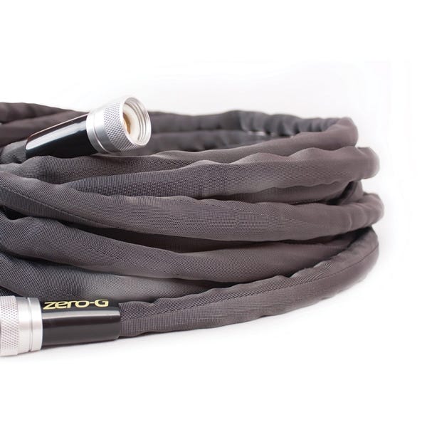 Apex Zero-G Garden Hose, 5/8 in, 100 ft L, Coupling, Fiber, Gray
