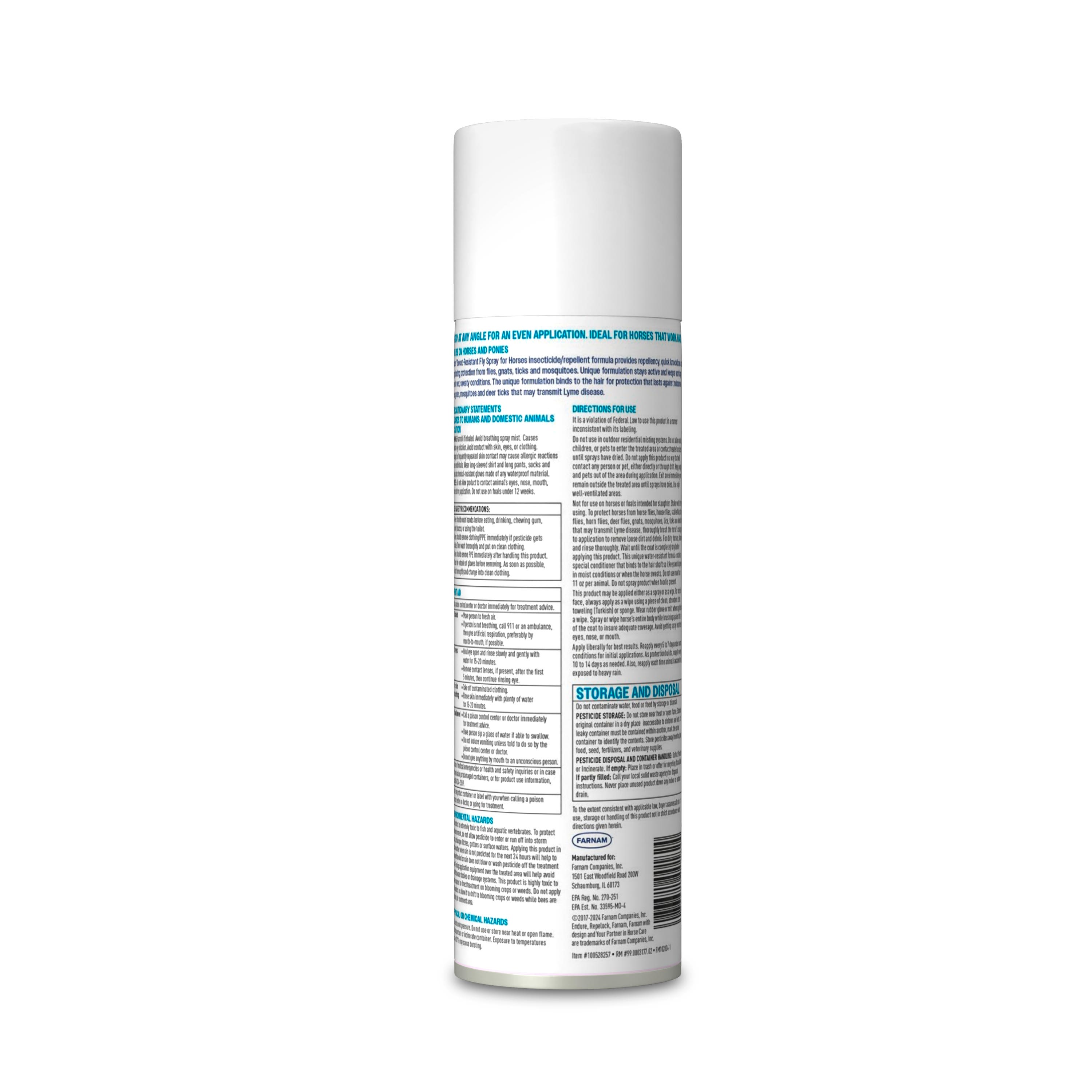 Farnam Endure Sweat-Resistant Fly Spray for Horses, 14-day Long Lasting Protection, Continuous Spray, 15 ounces