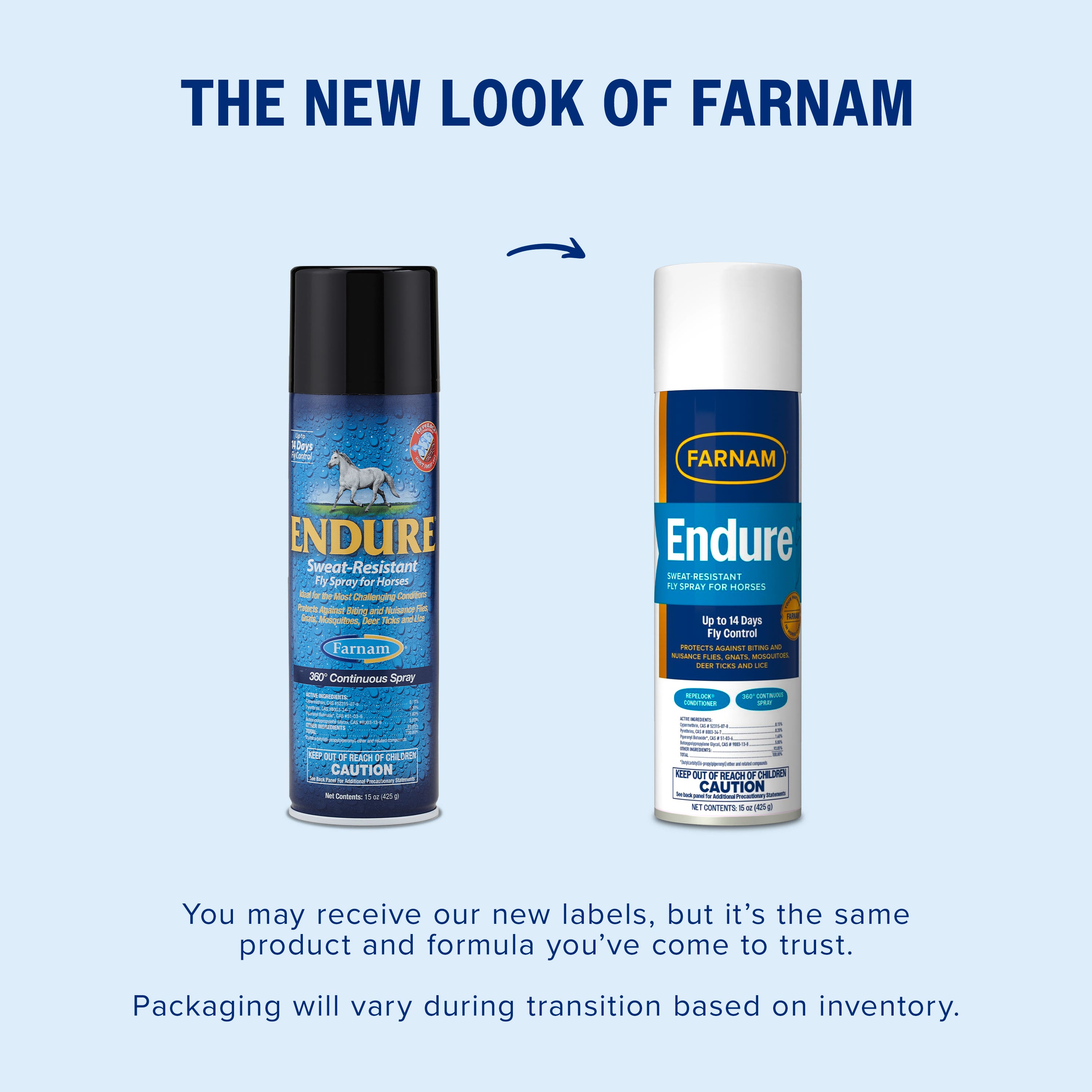 Farnam Endure Sweat-Resistant Fly Spray for Horses, 14-day Long Lasting Protection, Continuous Spray, 15 ounces