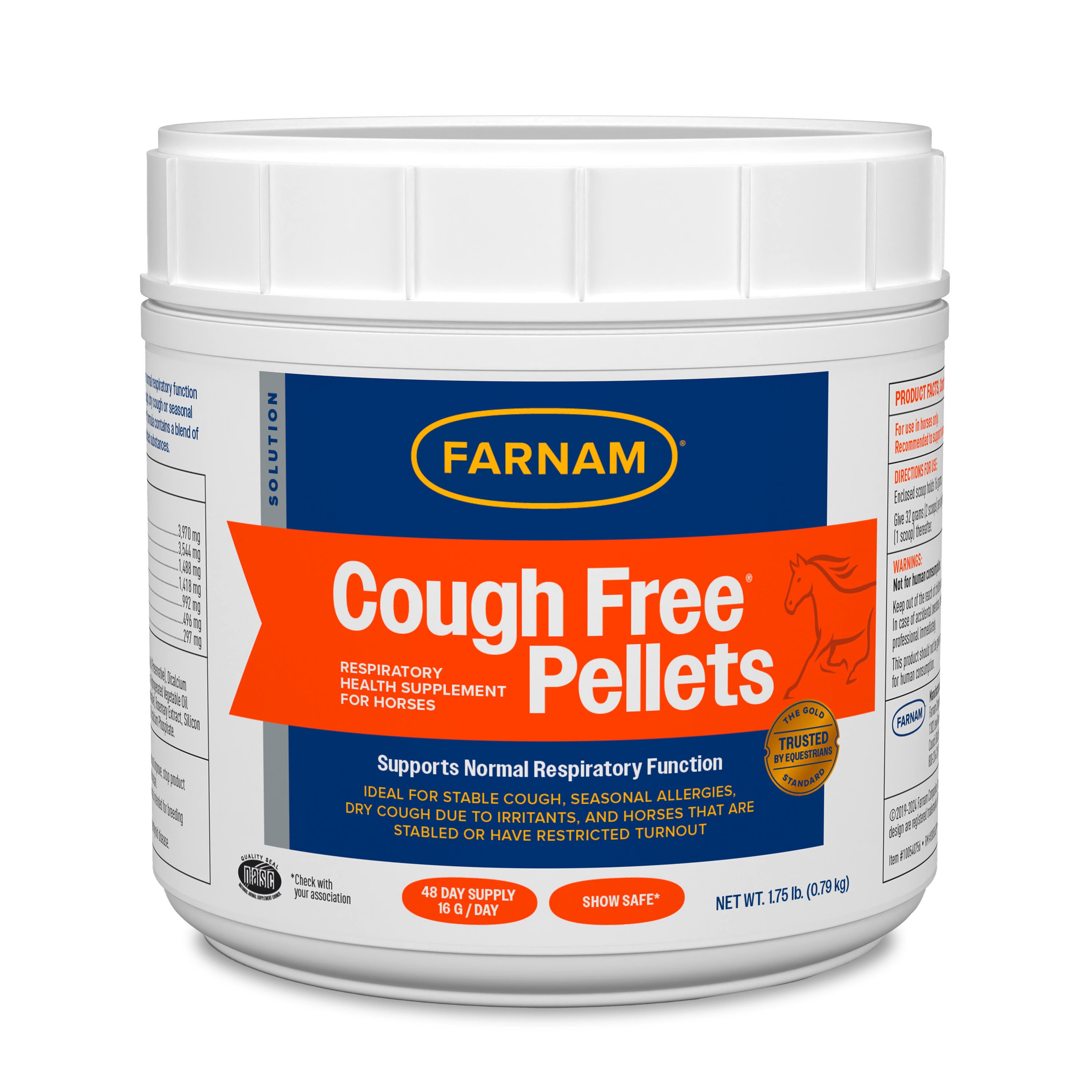 Farnam Cough Free Pellets Respiratory Health Supplement for Horses 1.75 lb