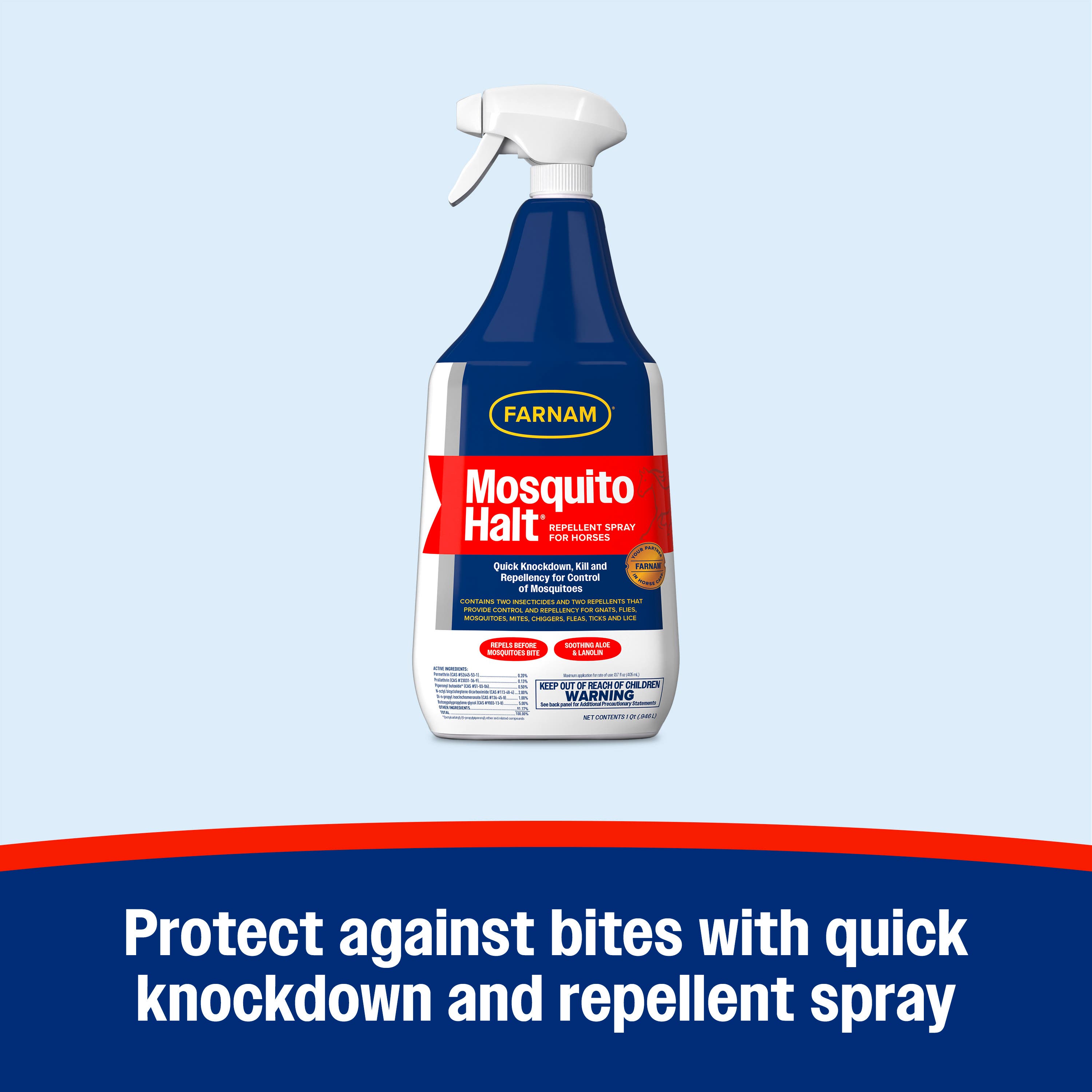 Farnam Mosquito Halt 3003441 Mosquito Repellent Spray, Liquid, 32 oz Bottle