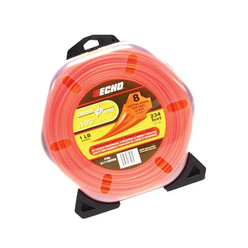 Echo Cross-Fire 311105065 Trimmer Line, 0.105 in Dia, 234 ft L, Nylon, Red