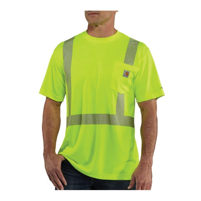 Carhartt 100495-323REGMA T-Shirt, M, Fits to Chest Size: 38 to 40 in, Brite Lime, Regular, Crew Neck, Polyester