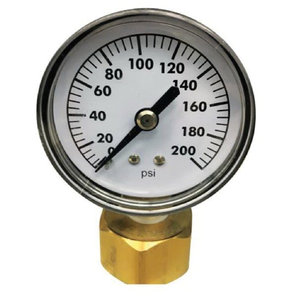 Orbit Pressure Gauge, 3/4 in Connection, FHT, 200 psi
