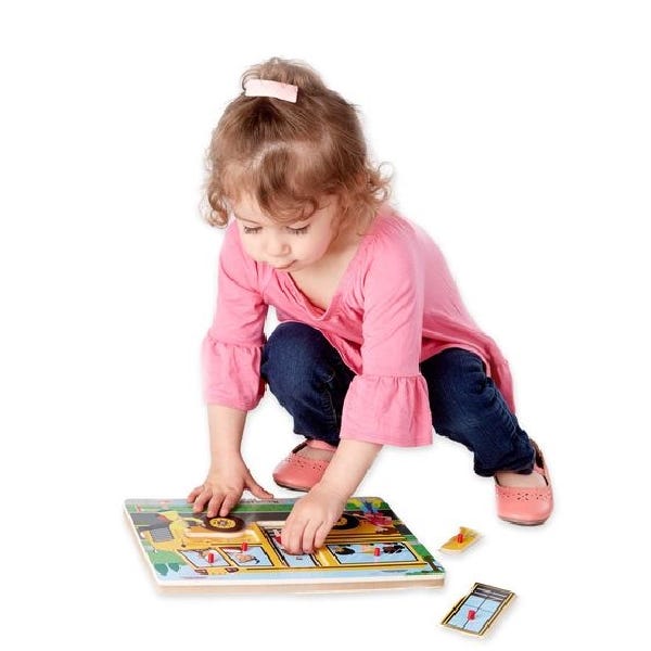 Melissa & Doug Bus Sound Puzzle, with Internal Lights and Music