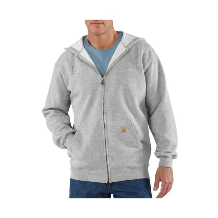 Carhartt Sweatshirt, L, Regular, Cotton/Polyester, Heather Gray, Hooded Collar
