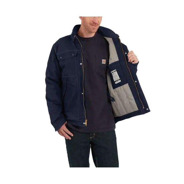 Carhartt Rain Coat, M, Cotton/Nylon Canvas, Carhartt Brown, Stand Up Collar, Snap Closure, Regular