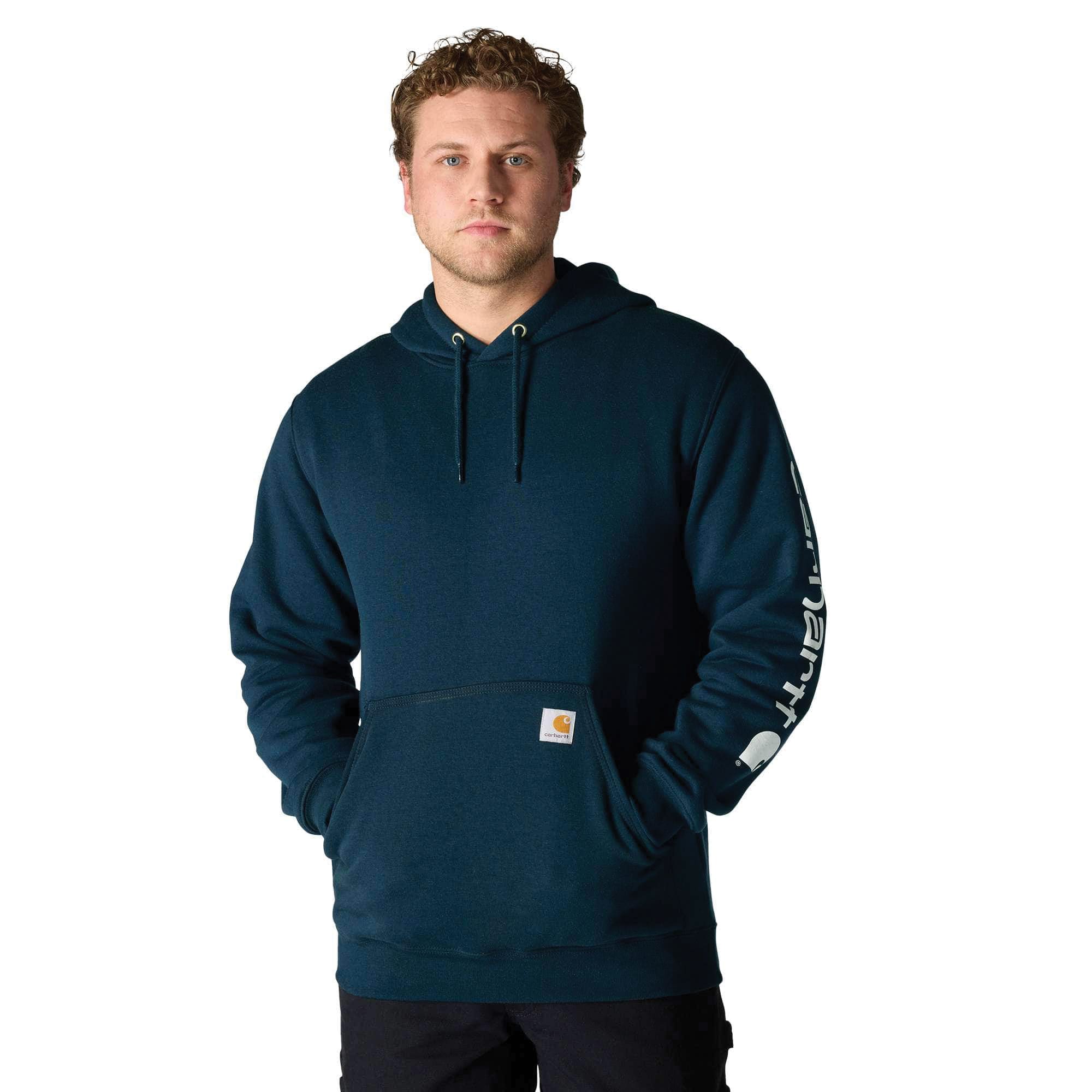 Carhartt Sweatshirt, 2XL, Regular, Cotton/Polyester, New Navy, Hooded Collar