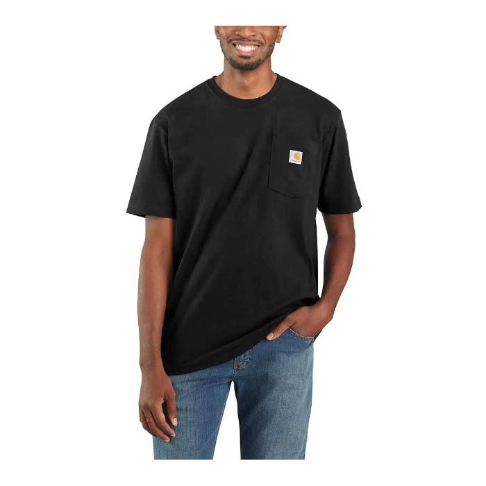 Carhartt T-Shirt, 2XL, Regular, Cotton, Black, Crew Neck Collar, Short Sleeve, Original Fit - K87BLK2XL