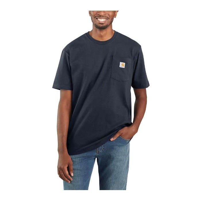 Carhartt T-Shirt, XL, Regular, Cotton, Navy, Crew Neck Collar, Short Sleeve, Original Fit