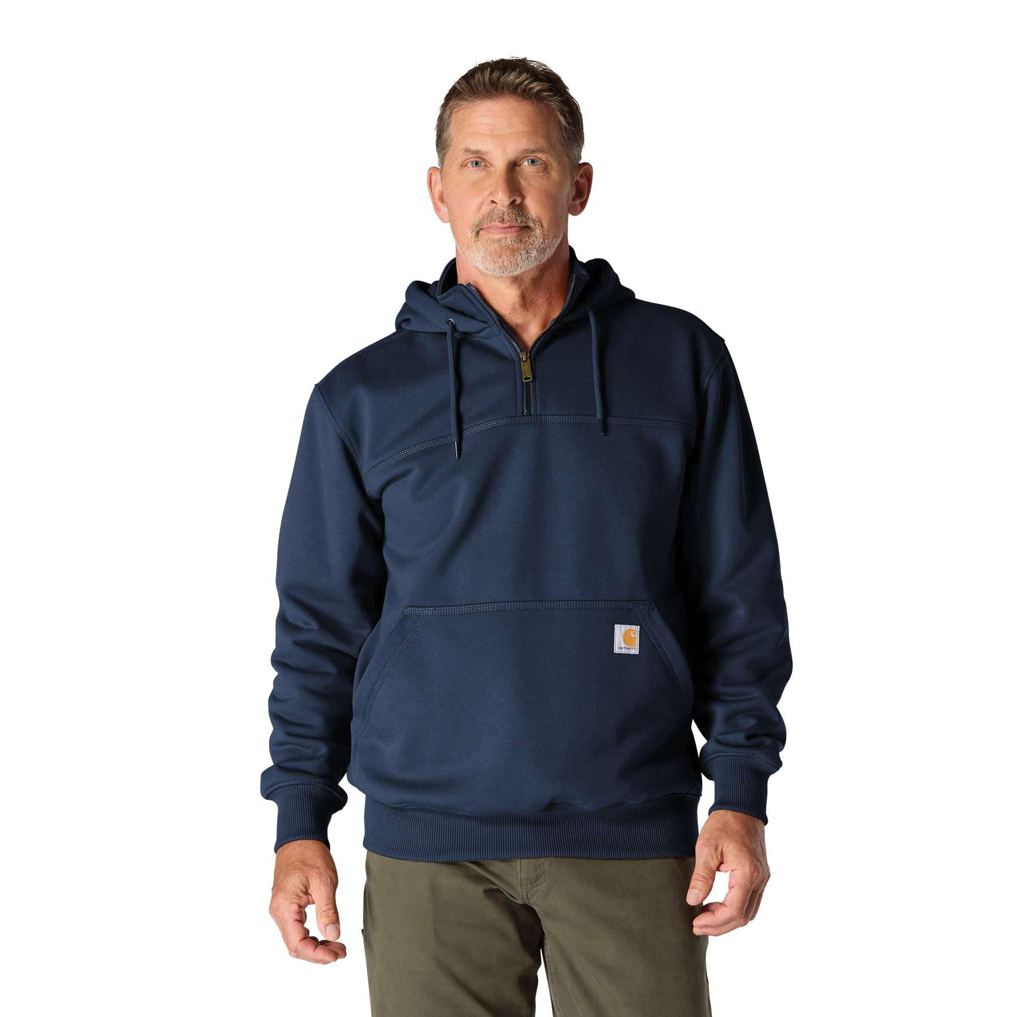 Carhartt Paxton Series Sweatshirt, L, Tall, Cotton/Polyester, New Navy, Hooded Collar