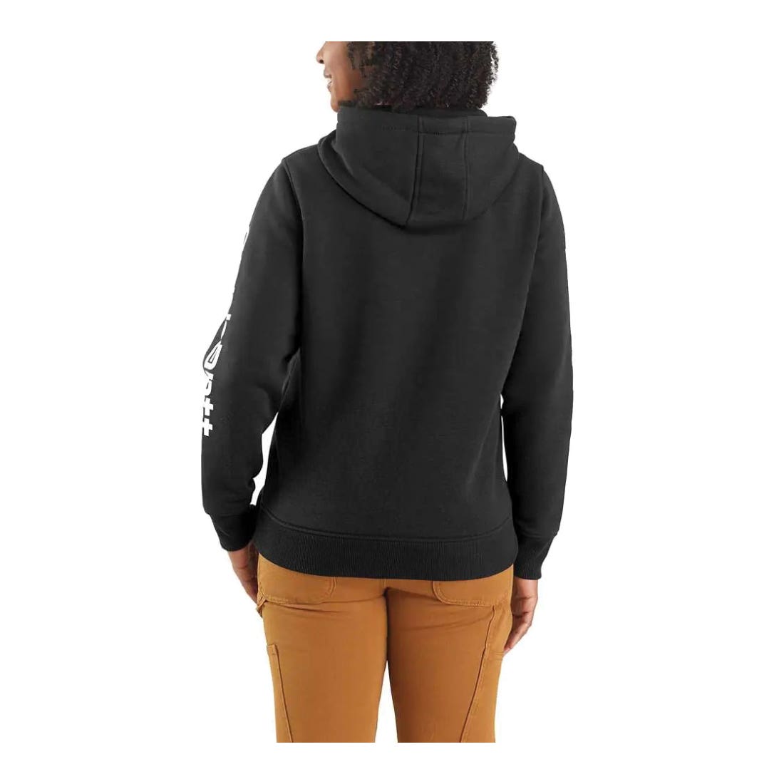 Carhartt Women's Relaxed Fit Midweight Logo Sleeve Graphic Hoodie, Black, M