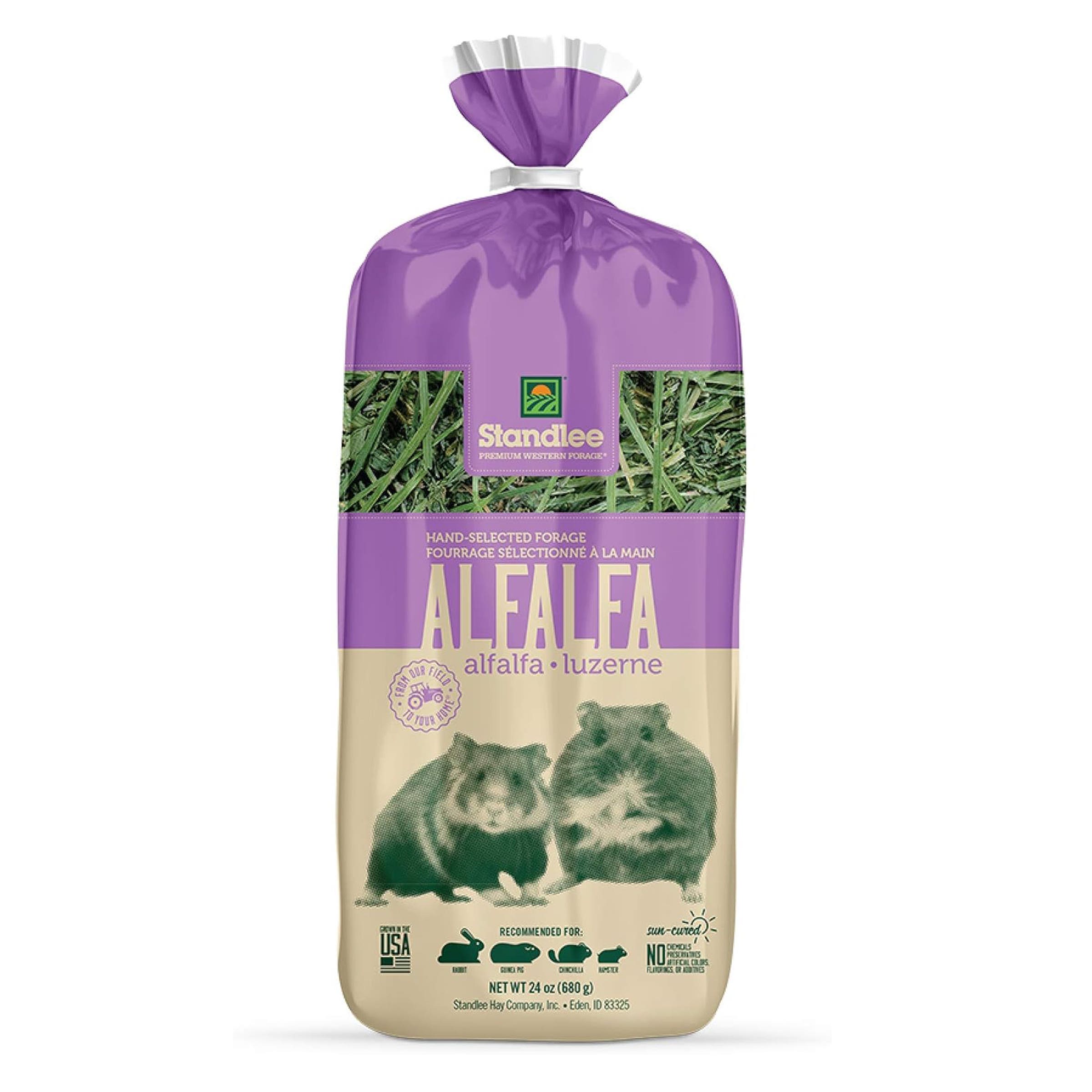 STANDLEE Alfalfa Small Animal Food, Chinchilla, Gerbil, Guinea Pig, Hamster, Prairie Dog, Rabbit, 24 oz Bag