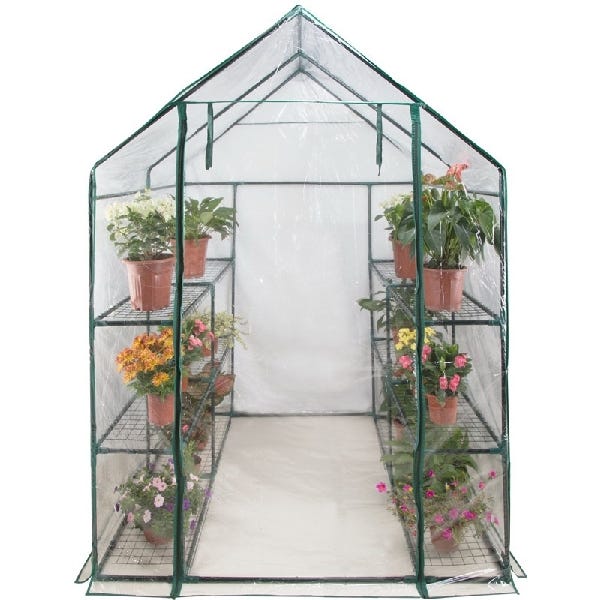 Landscapers Select Green House, 56.5 in L, 56.5 in W, 75 in H, Zippered Access Door