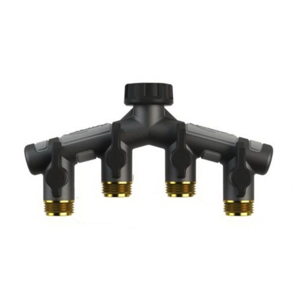 Orbit Metal Manifold, 3/4 in Male, 4-Port/Way, Brass