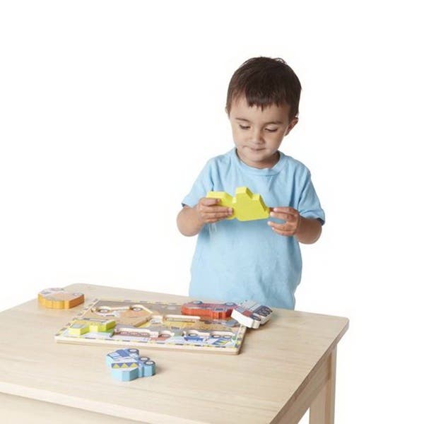 Melissa & Doug Construction Chunky Puzzle, Wood