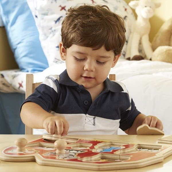 Melissa & Doug Large Farm Jumbo Knob Puzzle, Wood