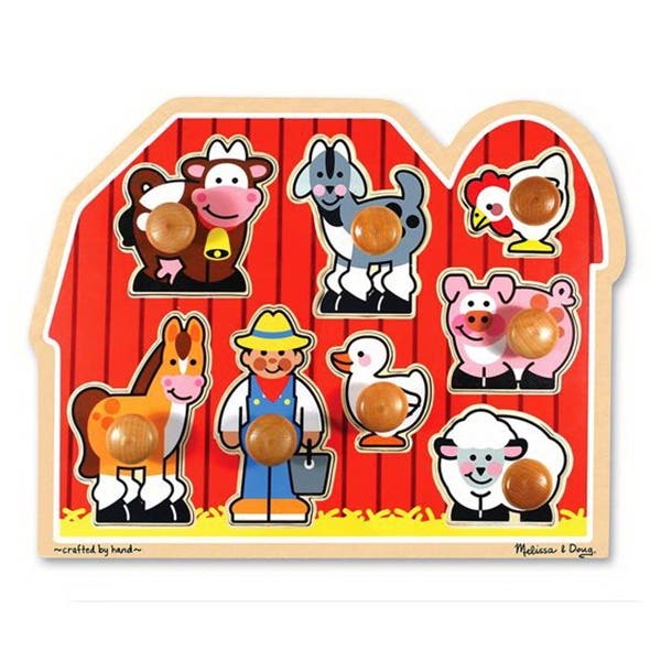 Melissa & Doug Large Farm Jumbo Knob Puzzle, Wood