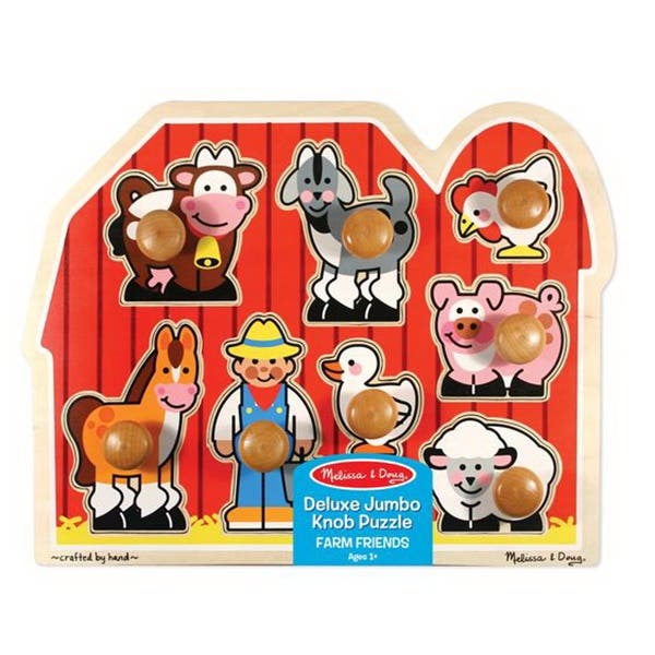 Melissa & Doug Large Farm Jumbo Knob Puzzle, Wood