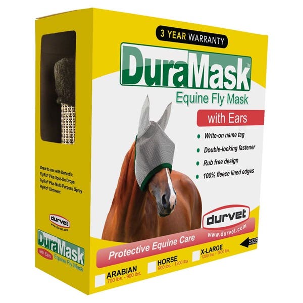 Durvet DuraMask Fly Mask with Ears, Horse, Gray
