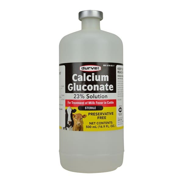 Durvet VTL03 Calcium Gluconate 23% Solution, 500 mL Vial