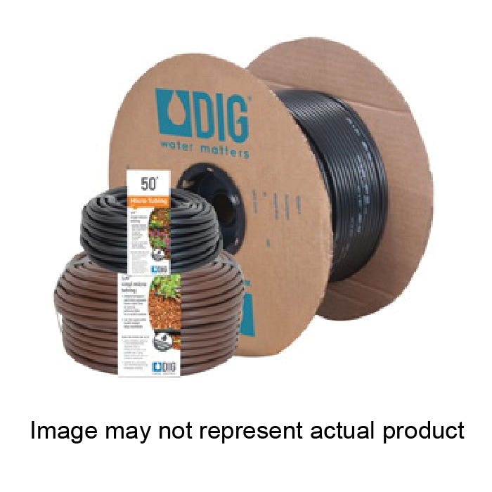 DIG Micro Tubing, 0.156 in ID, 50 ft L, 1/4 in Barb, Vinyl, Black