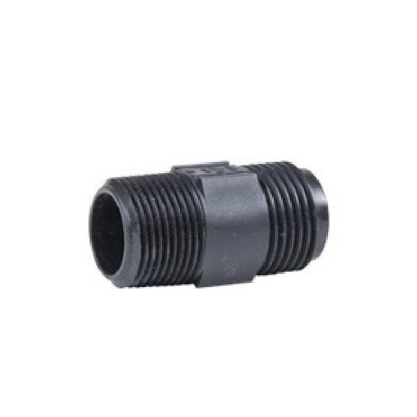DIG Threaded Nipple, 3/4 x 3/4 in Connection, MHT x MPT, Plastic, Black