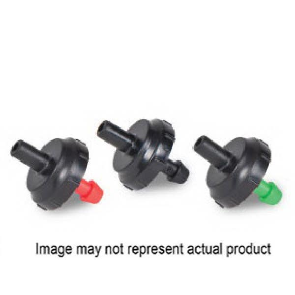 DIG Drip Emitter, Button, Pressure Compensating, 1/4 in Connection, Barb x Nipple, 4 gph gph, ABS, Red