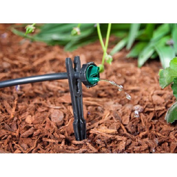 DIG Drip Emitter, Button, 1/4 in Connection, Barb x Nipple, 1 gph gph, Polypropylene, Black