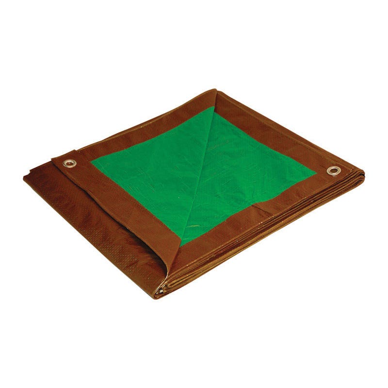 Foremost 10810 Reversible Tarp, 8 ft L, 10 ft W, 7 mil Thick, Polyethylene, Brown/Green