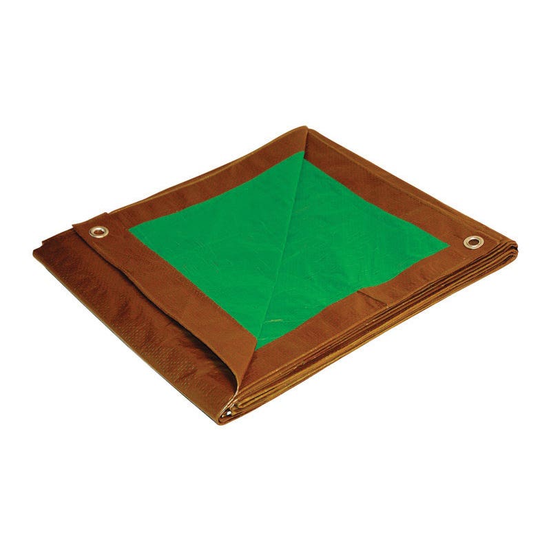 Foremost 11216 Reversible Tarp, 12 ft L, 16 ft W, 7 mil Thick, Polyethylene, Brown/Green