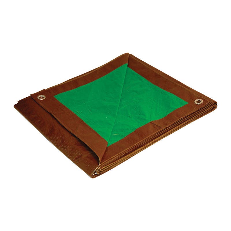 Foremost 11620 Reversible Tarp, 16 ft L, 20 ft W, 7 mil Thick, Polyethylene, Brown/Green