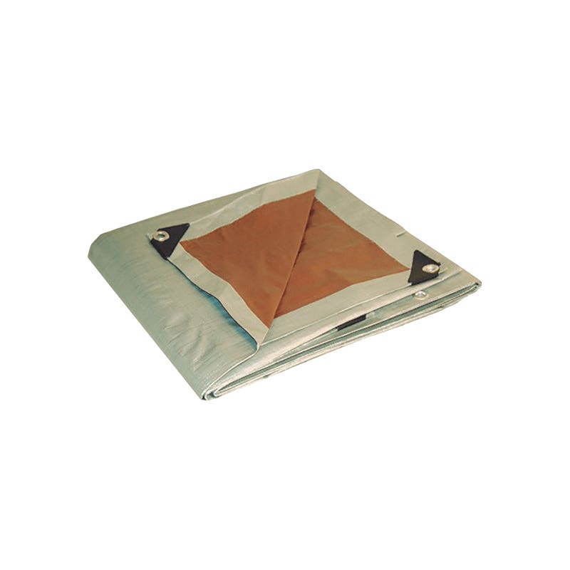 Foremost 21620 Reversible Tarp, 16 ft L, 20 ft W, 10 mil Thick, Polyethylene, Silver/Brown