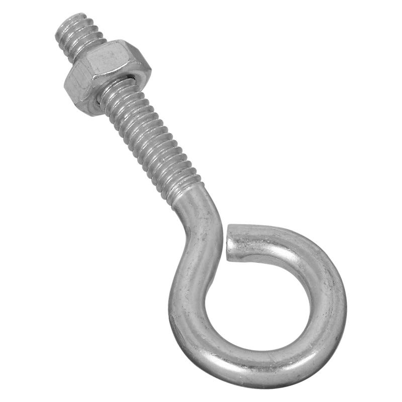 National Hardware N221-101 Eye Bolt, 1/4-20 Thread, Coarse Thread, 1-1/4 in L Thread, 0.56 in ID Dia Eye, Steel, Zinc