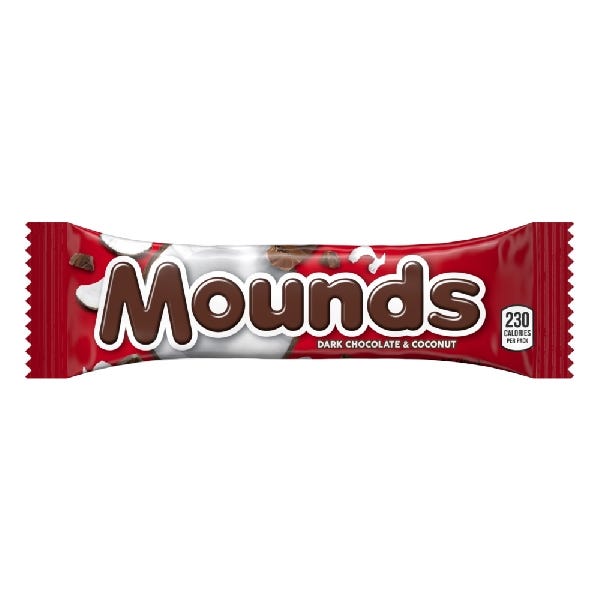 Mounds Candy Bar, Coconut, Chocolate Flavor, 1.75 oz