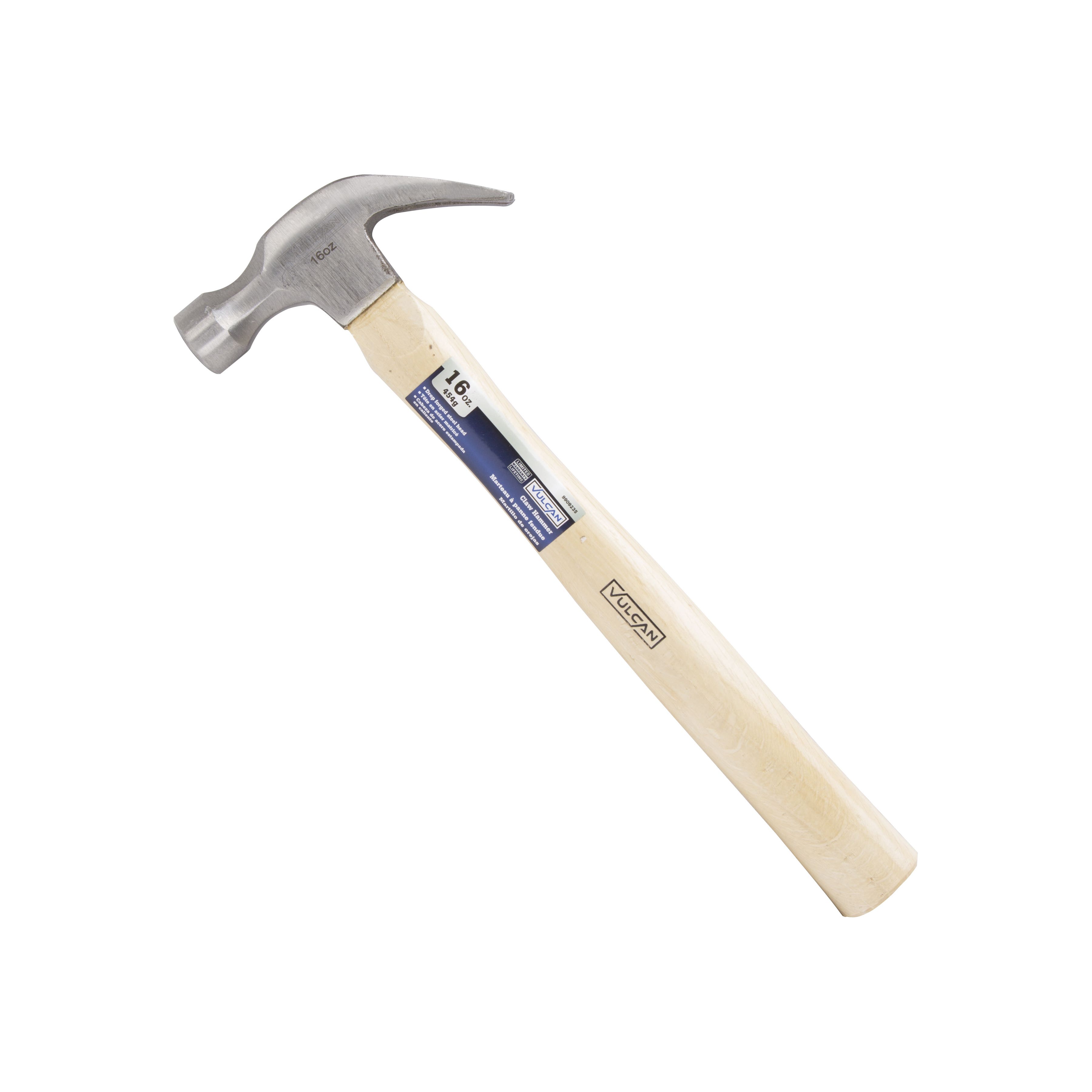 Vulcan JL20016 Hammer, 16 oz Head, Curved Claw Head, Carbon Steel Head, 13-3/4 in OAL