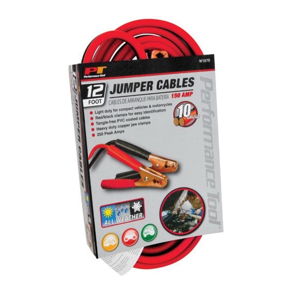 Performance Tool Jumper Cable, 10 ga Wire