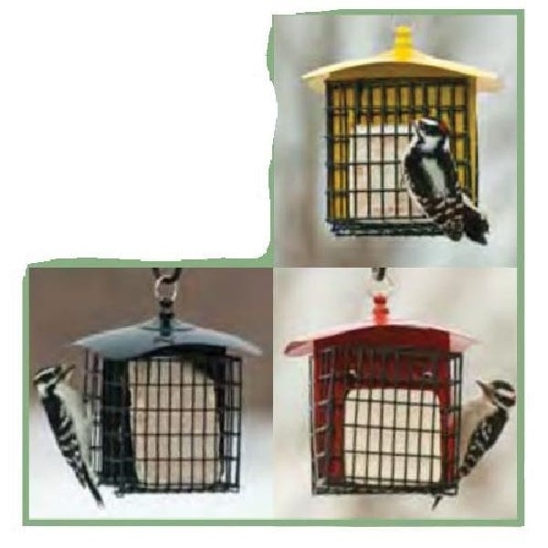 Audubon Double Suet Basket Holder, 5-1/4 in L, 7-1/2 in H, Metal, Black/Red/Yellow