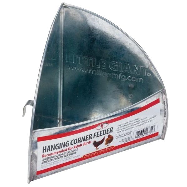 Little Giant Hanging Corner Poultry Feeder, Rolled Edge, Steel, Galvanized